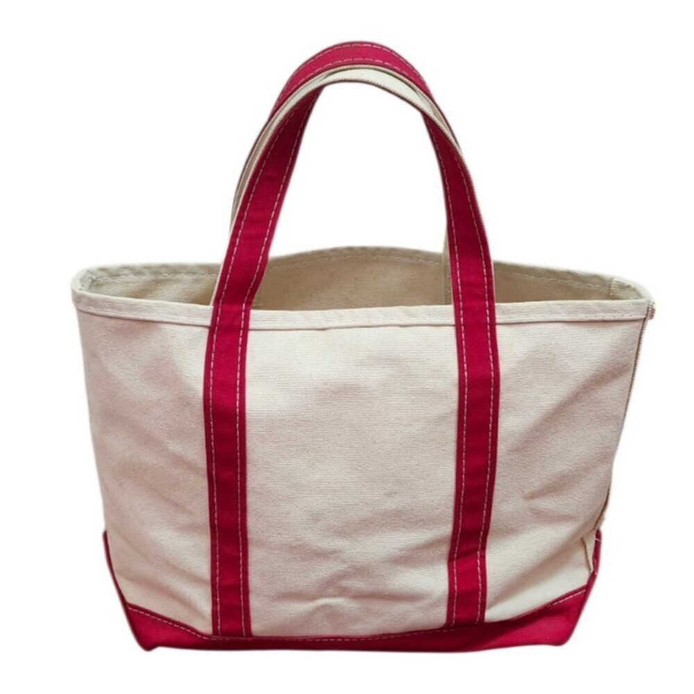 Vintage L.L.Bean Boat And Tote Canvas Bag Medium Red Trim Made In USA Classic - Picture 2 of 13